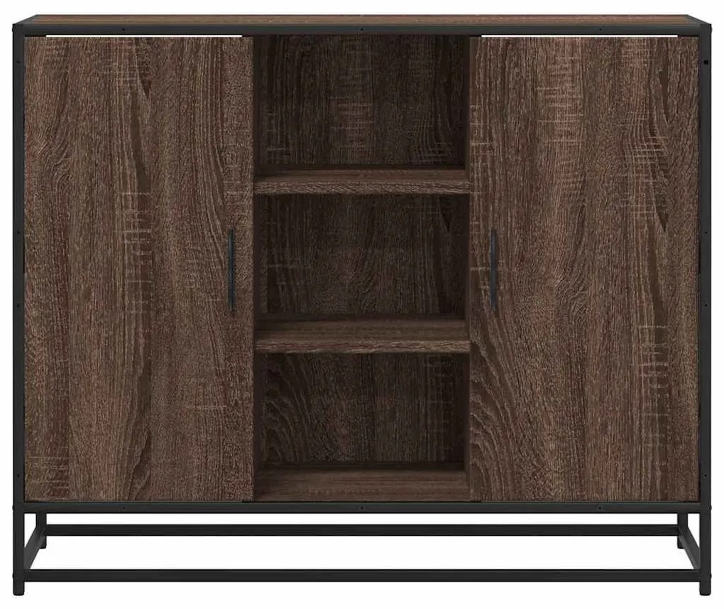 Sideboard καφέ δρυς 92x35x76 cm Ξύλινο μηχανουργικό ξύλο - Καφέ