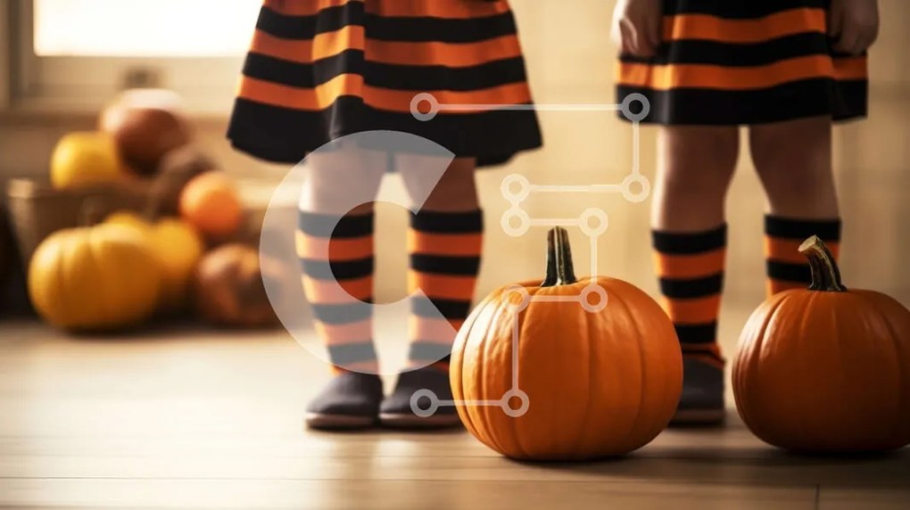 Intra Συλλεκτικό Ξύλινο Παζλ Plywood 4mm - Παιδιά με αποκριάτικες στολές με κολοκύθες Σε Ξύλινο Κουτί - Διαστάσεις Puzzle: 10x10 cm – 25 κομμάτια