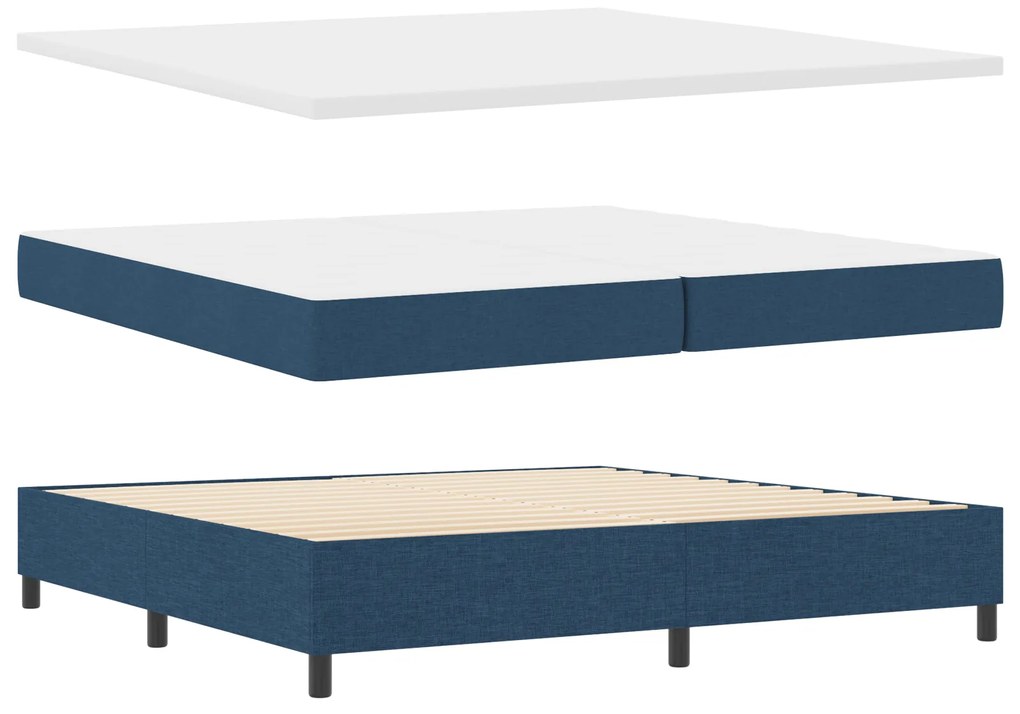 vidaXL Κρεβάτι Box Spring με Στρώμα Μπλε 200x200 εκ. Υφασμά
