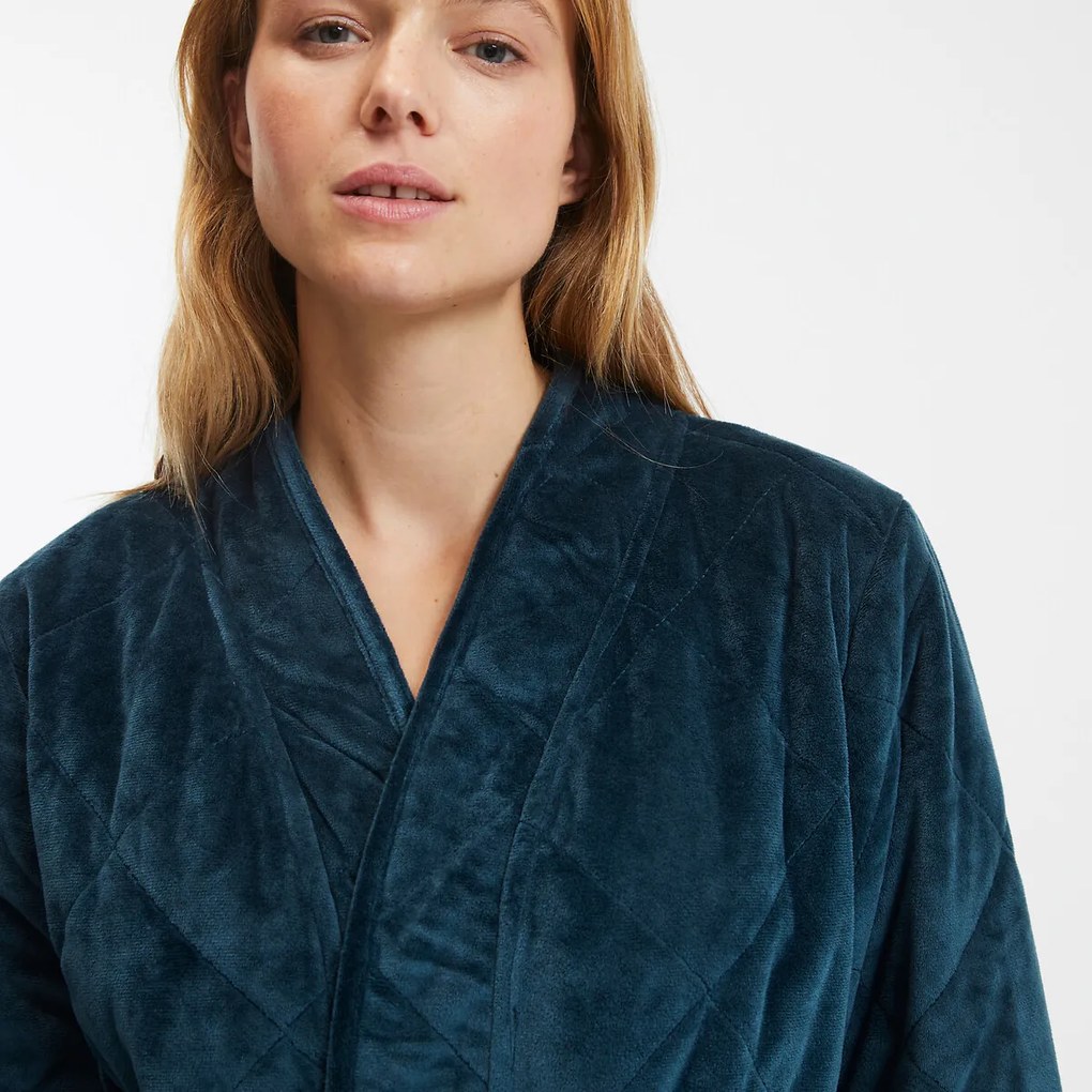 Ζακέτα homewear από βελούδο με καπιτονέ ραφή
