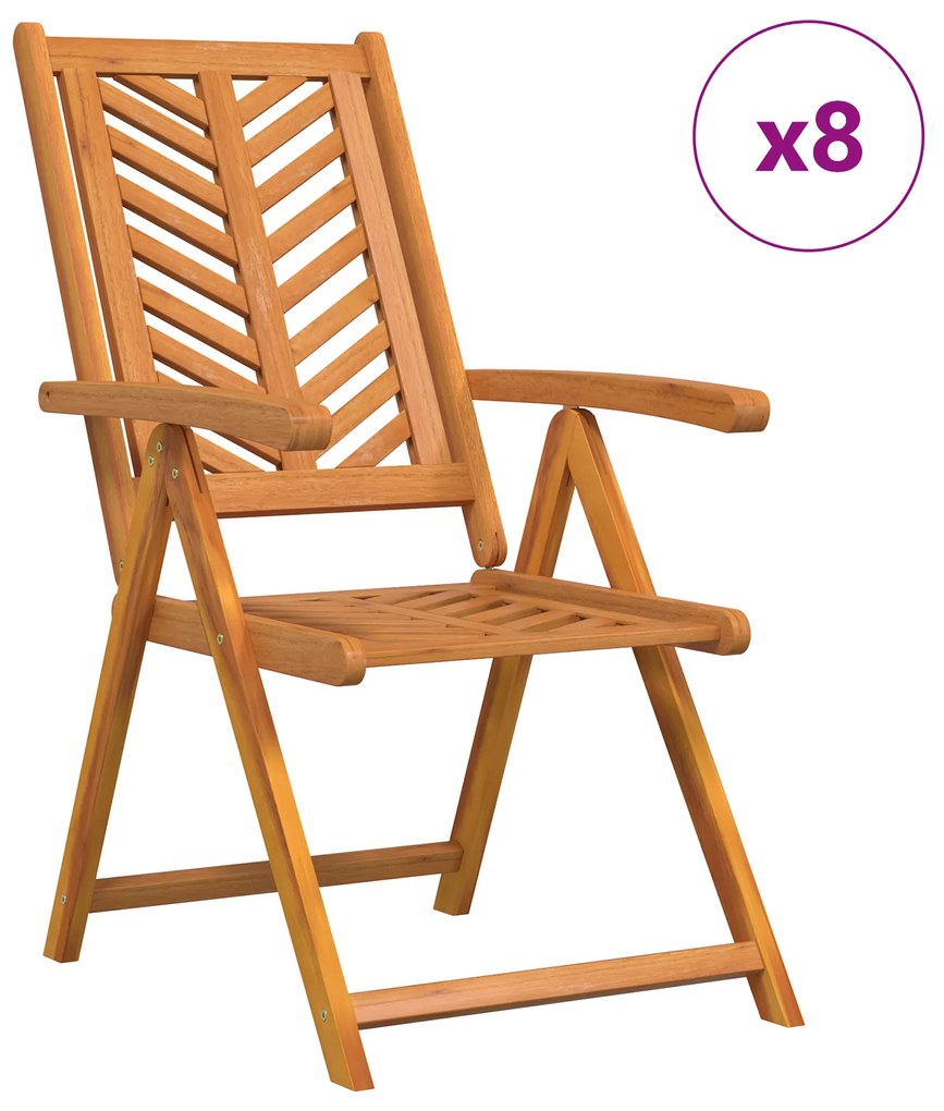 vidaXL Καρέκλα Ανακλινόμενη 8 pcs Καφέ 57 x 71 x 90cm ξύλο