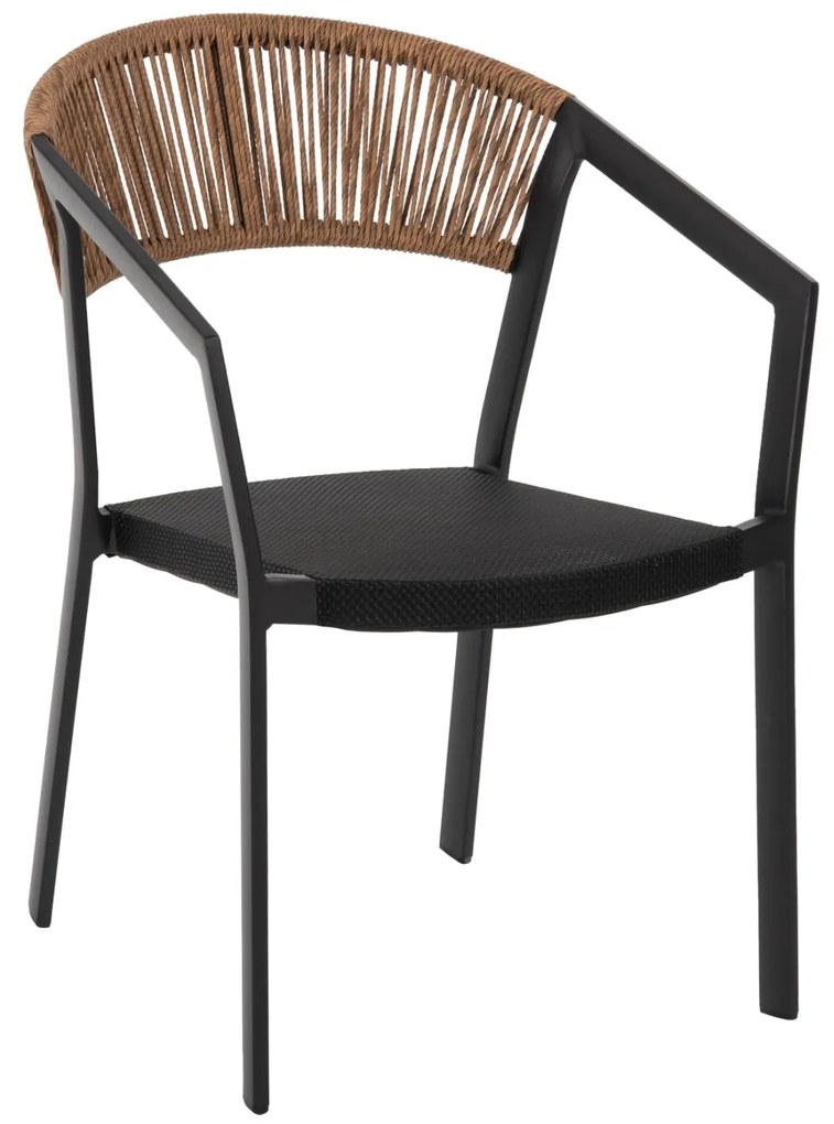 Καρέκλα - Πολυθρόνα MIRI C5891.05 Αλουμινίου Σκελετός - Textline Μαύρο και Rattan Μπέζ 57,5x59x81,5Y εκ. 57.5x59x81.5 εκ.
