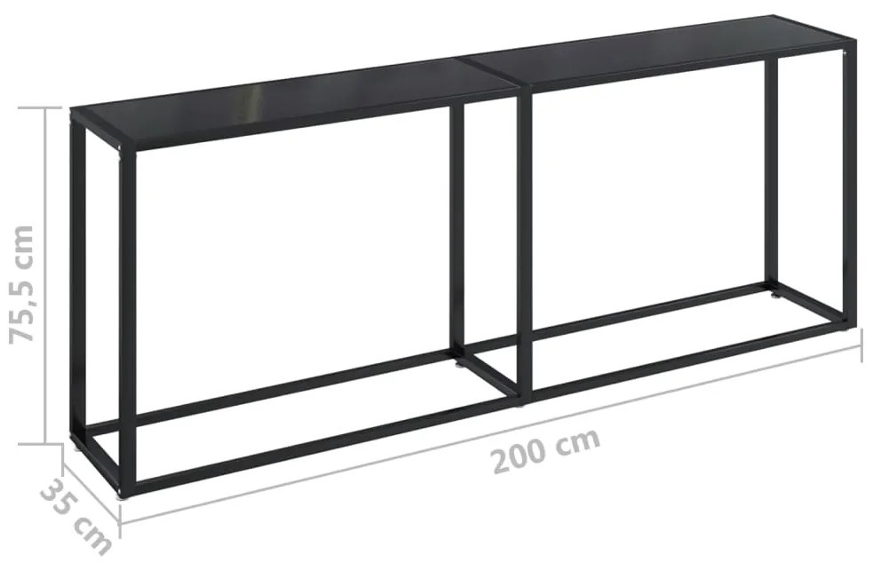 vidaXL Τραπέζι Κονσόλα Μαύρο 200 x 35 x 75,5 εκ. από Ψημένο Γυαλί