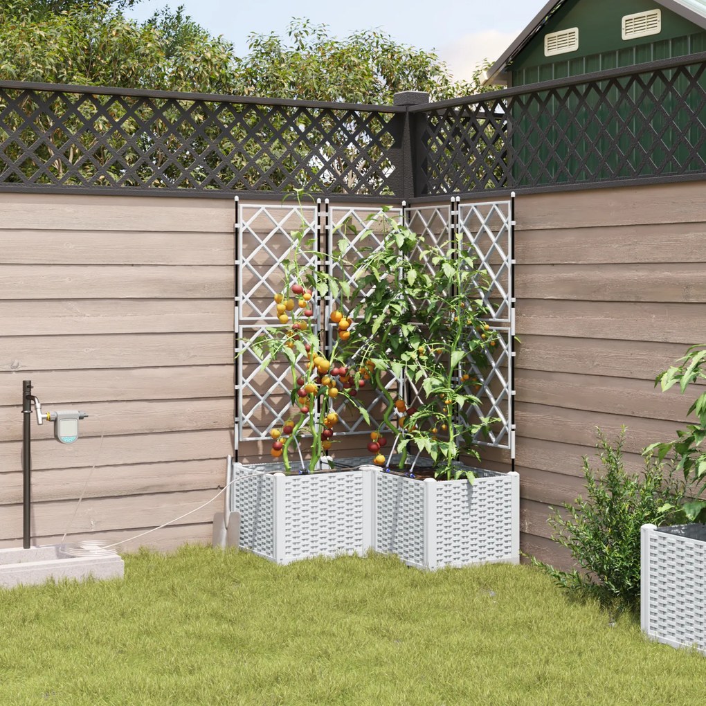vidaXL Γλάστρες Κήπου 1 τεμ Καφασωτό Λευκό 80 x 80 x 142 cm Πλαστικό