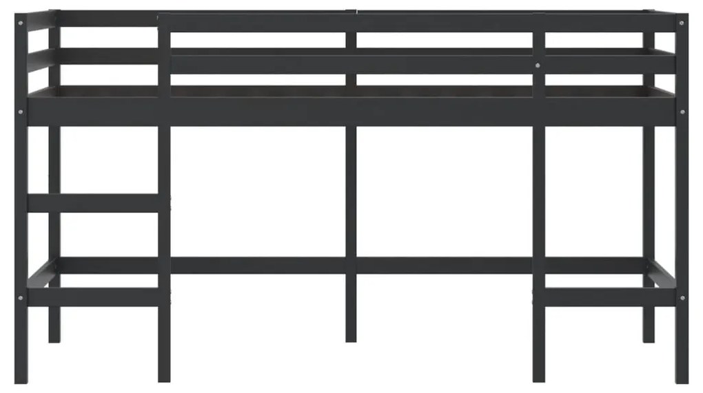 vidaXL Υπερυψ. Κρεβάτι με Σκάλα Μαύρο 90 x 190 εκ. Μασίφ Ξύλο Πεύκου