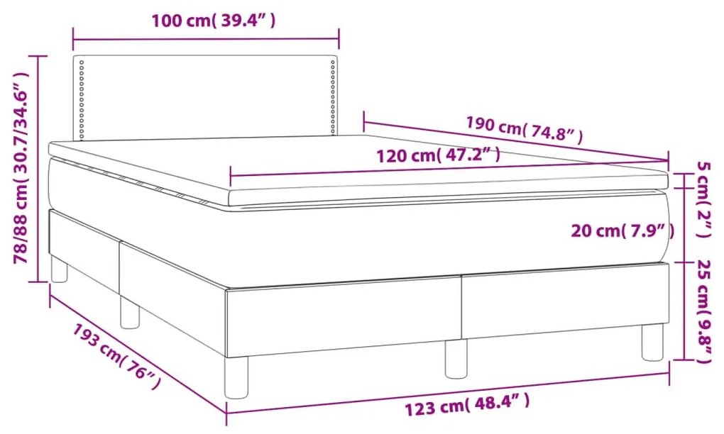 Κρεβάτι Boxspring με Στρώμα Καπουτσίνο 120x190εκ.από Συνθ.Δέρμα - Καφέ