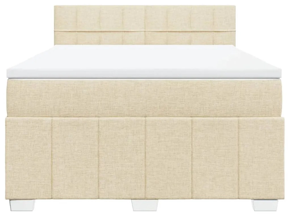 vidaXL Κρεβάτι Boxspring με Στρώμα Κρεμ 160x200 εκ. Υφασμάτινο