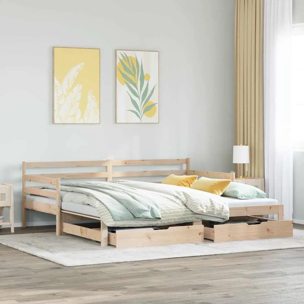 vidaXL Καναπές Κρεβάτι Συρόμενος Χωρίς Στρώμα 80x200 εκ. &amp; Συρτάρια