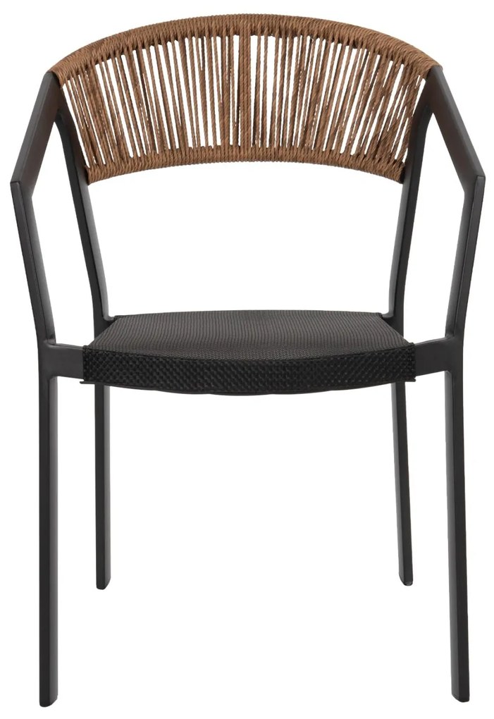 Καρέκλα - Πολυθρόνα MIRI C5891.05 Αλουμινίου Σκελετός - Textline Μαύρο και Rattan Μπέζ 57,5x59x81,5Y εκ. 57.5x59x81.5 εκ.