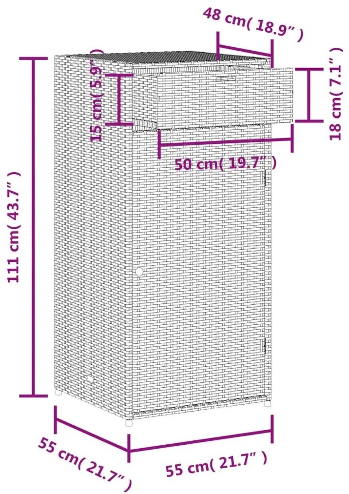 Ντουλάπι Αποθήκευσης Κήπου Μαύρο 55x55x111 εκ. από Συνθ. Ρατάν - Μαύρο