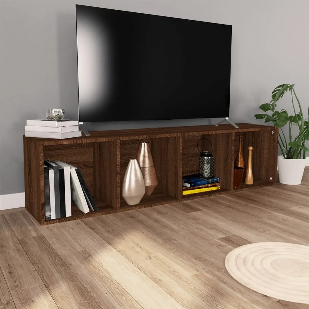 vidaXL Βιβλιοθήκη/Έπιπλο Τηλεόρασης Καφέ Δρυς 36x30x143 εκ Επεξ. Ξύλο