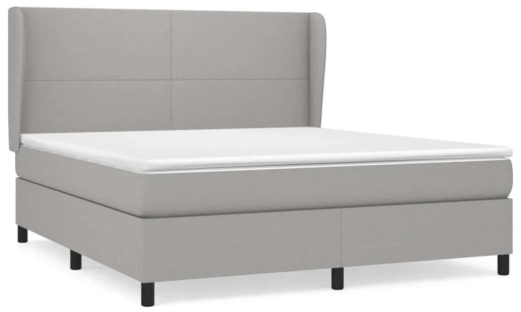 vidaXL Κρεβάτι Boxspring με Στρώμα Ανοιχτό Γκρι 180x200 εκ. Υφασμάτινο