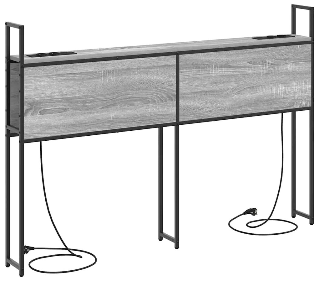 vidaXL Κεφαλάρι Αποθήκης με Σταθμό Φόρτισης με ράφι Γκρι sonoma 160 cm