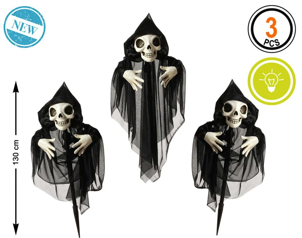 Αποκριάτικη Διακόσμηση Σκελετός 130 x 10 x 60 cm (3 Τεμάχια) (3 Μονάδες)