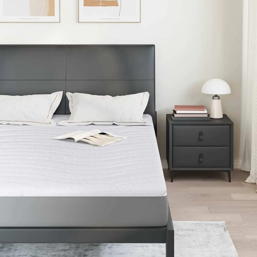 vidaXL Στρώμα επικάλυψης Λευκό 160 x 200 cm Υφασμα Πλεκτό