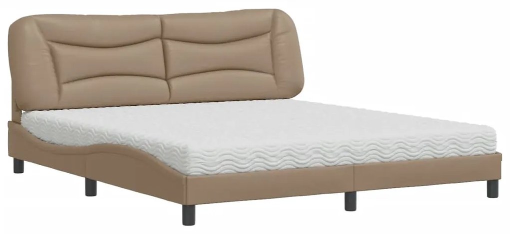 vidaXL Κρεβάτι με Στρώμα Hvar Καπουτσίνο 180x200 εκ. Συνθ. Δέρμα