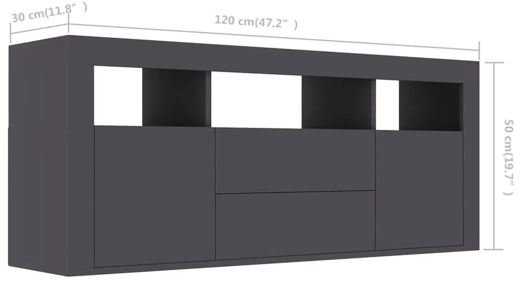 Έπιπλο Τηλεόρασης Γκρι 120 x 30 x 50 εκ. από Επεξ. Ξύλο - Γκρι