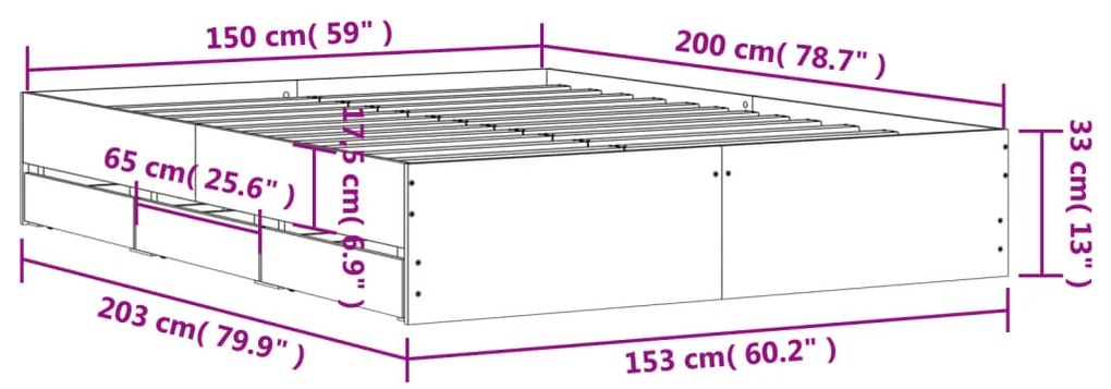 ΠΛΑΙΣΙΟ ΚΡΕΒΑΤΙΟΥ ΜΕ ΣΥΡΤΑΡΙΑ ΓΚΡΙ ΣΚΥΡ. 150X200 ΕΚ. ΕΠΕΞ. ΞΥΛΟ 3207269