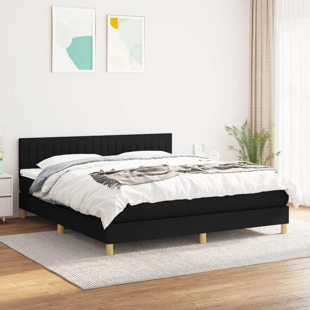 ΚΡΕΒΑΤΙ BOXSPRING ΜΕ ΣΤΡΩΜΑ ΜΑΥΡΟ 160X200 ΕΚ. ΥΦΑΣΜΑΤΙΝΟ 3140787