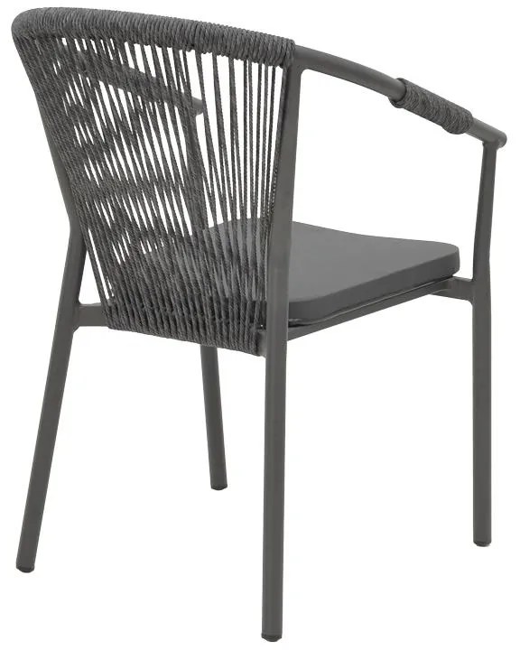 Καρέκλα - Πολυθρόνα αλουμινίου Convince στοιβαζόμενη ανθρακί σκελετός-textilene-rattan 56x63x82 εκ. 57x63x82 εκ.