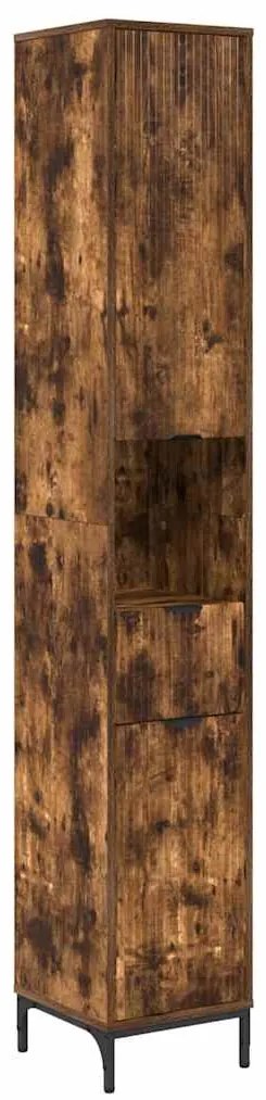 vidaXL Ψηλό ντουλάπι μπάνιου Καπνιστή δρυς 31.5 x 33 x 190 εκ.
