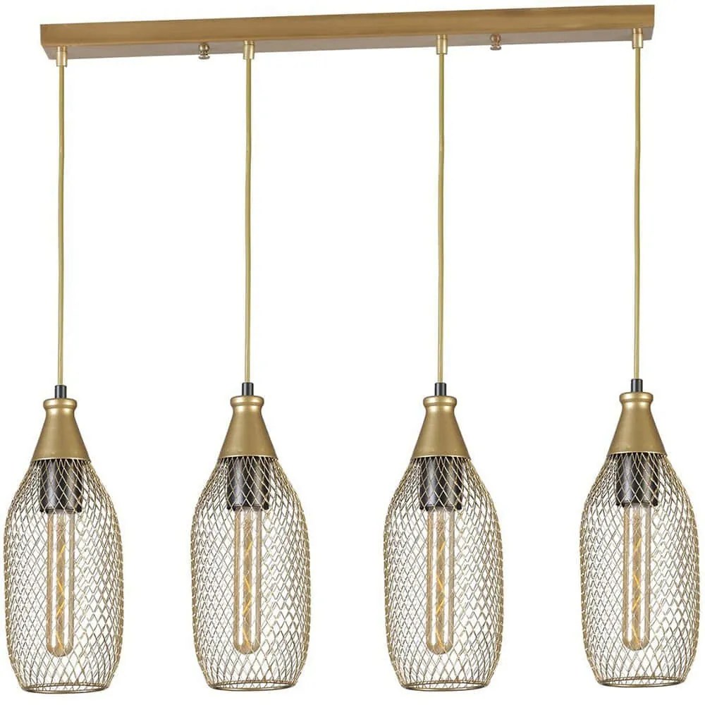 Φωτιστικό Οροφής - Ράγα Rio 941RTN1252 65x12x70cm 4xE27 40W Gold Opviq