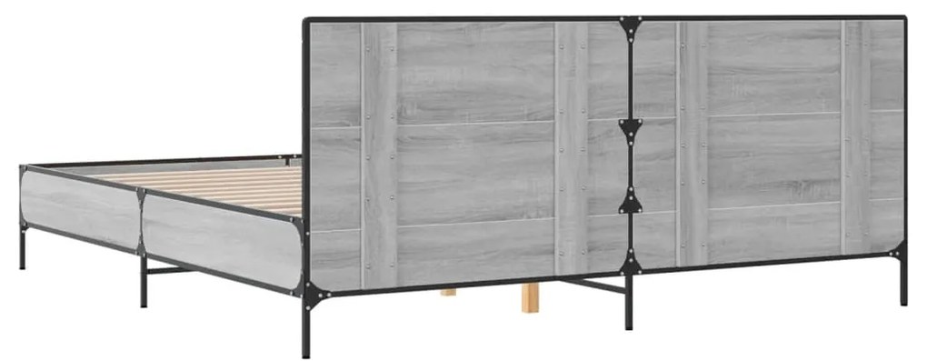 vidaXL Πλαίσιο Κρεβατιού Γκρι Sonoma 180x200 εκ. Επεξ. Ξύλο &amp; Μέταλλο