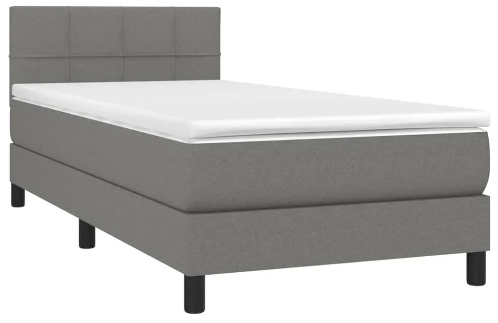 ΚΡΕΒΑΤΙ BOXSPRING ΜΕ ΣΤΡΩΜΑ &amp; LED ΣΚ.ΓΚΡΙ 100X200 ΕΚ ΥΦΑΣΜΑΤΙΝΟ 3133134