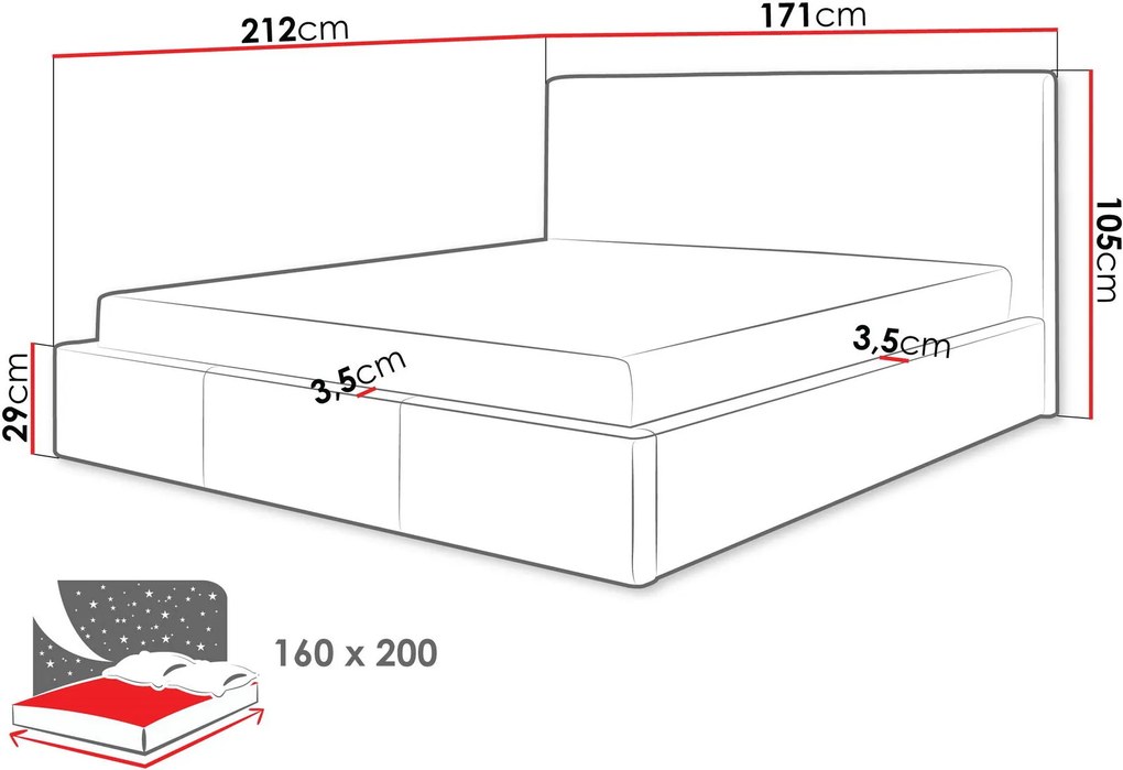 Επενδυμένο κρεβάτι Swift-Mauro-160 x 200
