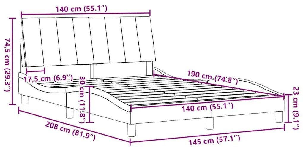 Σκελετός Κρεβατιού Χωρίς Στρώμα Αν. Γκρι 140x190 εκ. Υφασμάτινο - Γκρι