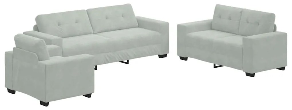 vidaXL Σετ Καναπέ με μαξιλάρι 3 pcs Γκρι 221 x 78 x 80 εκ Βελούδο