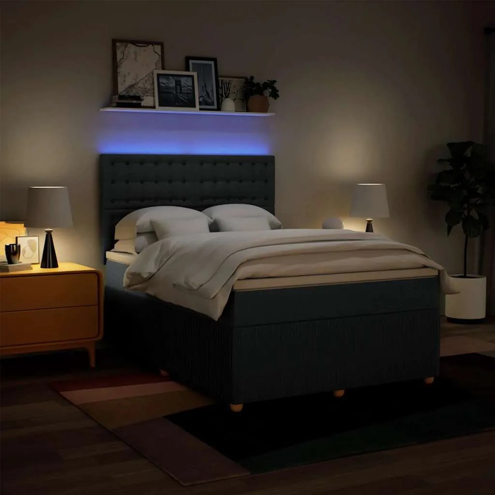 vidaXL Κρεβάτι Boxspring με Στρώμα Μπλε 160x200 εκ. Υφασμάτινο