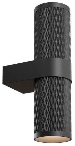 Απλίκα Φωτιστικό Τοίχου Focus Design Διπλό Ανάγλυφο GU10 IP20 Φ6 MAYTONI-C069WL-02B-Μαύρο C069WL-02B