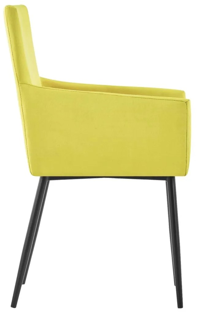 Καρέκλες Τραπεζαρίας με Μπράτσα 6 τεμ. Κίτρινες Υφασμάτινες - Κίτρινο