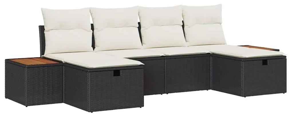 vidaXL Σετ Καναπέ Κήπου με μαξιλάρι 6 pcs Μαύρο Πολυ ράταν