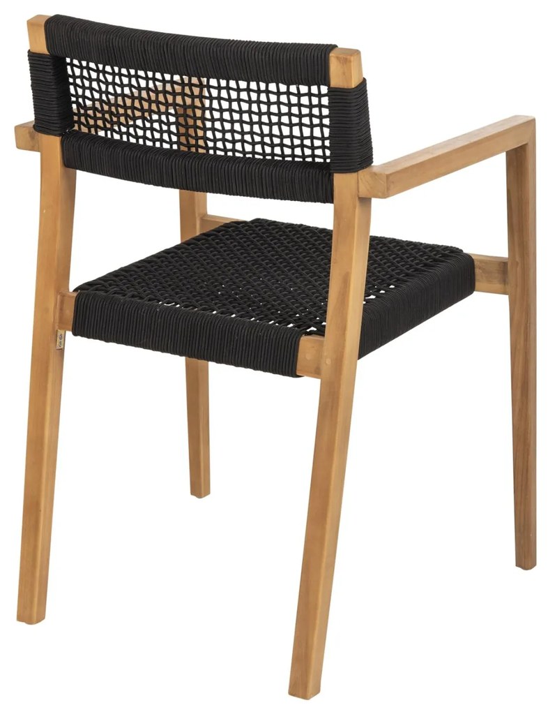 Πολυθρόνα CHARLOTTE Ξύλο Teak Φυσικό και Μαύρο Σχοινί 59x54x83Yεκ. 59x54x83 εκ.