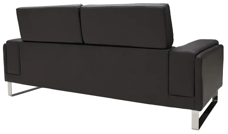 Καναπές Shea pakoworld 3θέσιος pu μαύρο-inox 198x80x87εκ