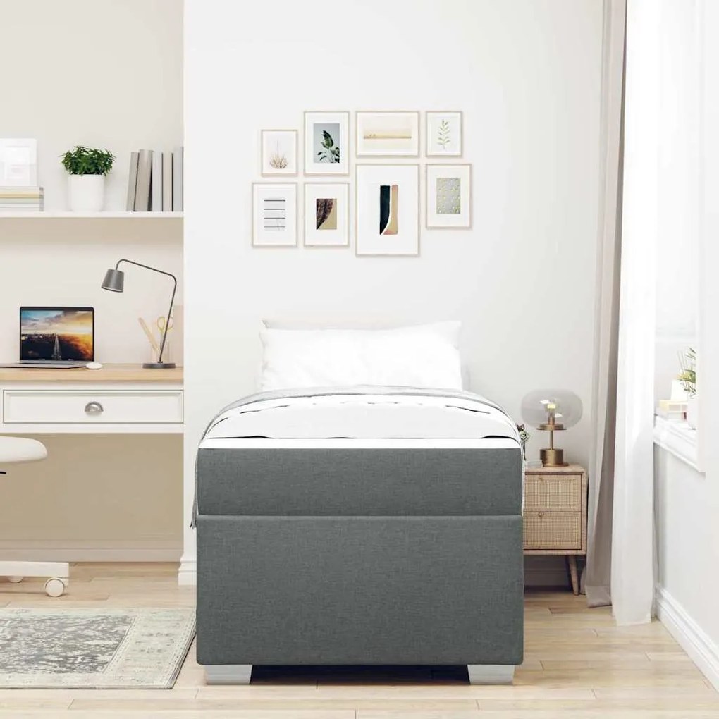 vidaXL Σκελετός Κρεβατιού Άλλο Σκούρο γκρι 90 x 190 cm ύφασμα
