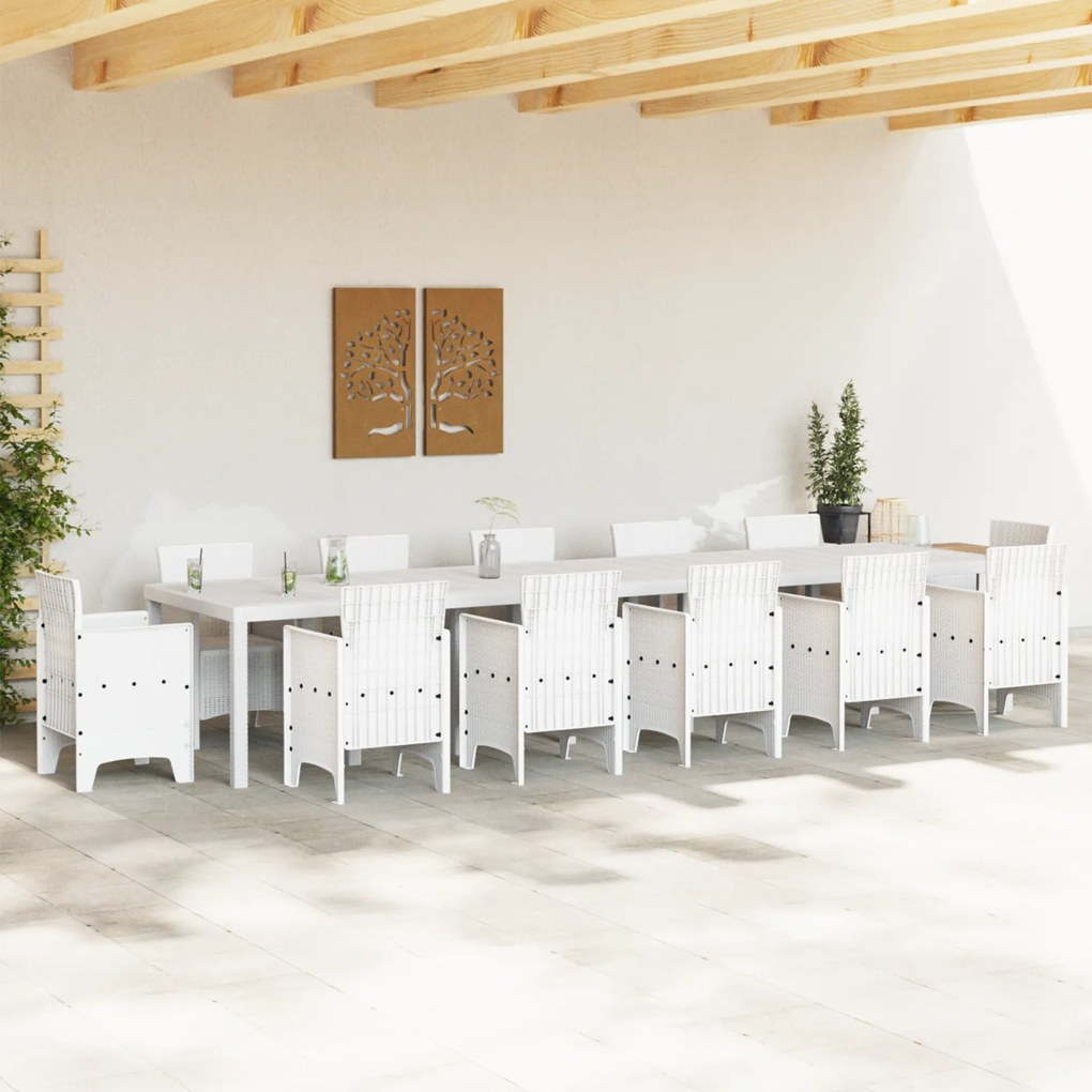 vidaXL Τραπέζι Κήπου Λευκό 400x100x73 εκ. Πολυ Ρατάν