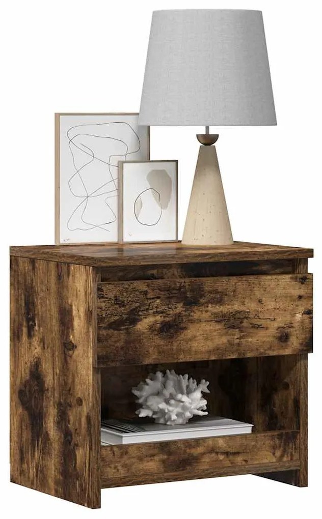 vidaXL Κομοδίνο Καπνιστή Δρυς 40 x 30 x 39 εκ. από Επεξεργασμένο Ξύλο