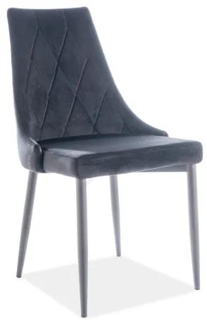 Επενδυμένη καρέκλα τραπεζαρίας Trix B 49x47x89 μαύρος μεταλλικός σκελετός/μαύρο βελούδο bluvel 19 DIOMMI TRIXBVCC