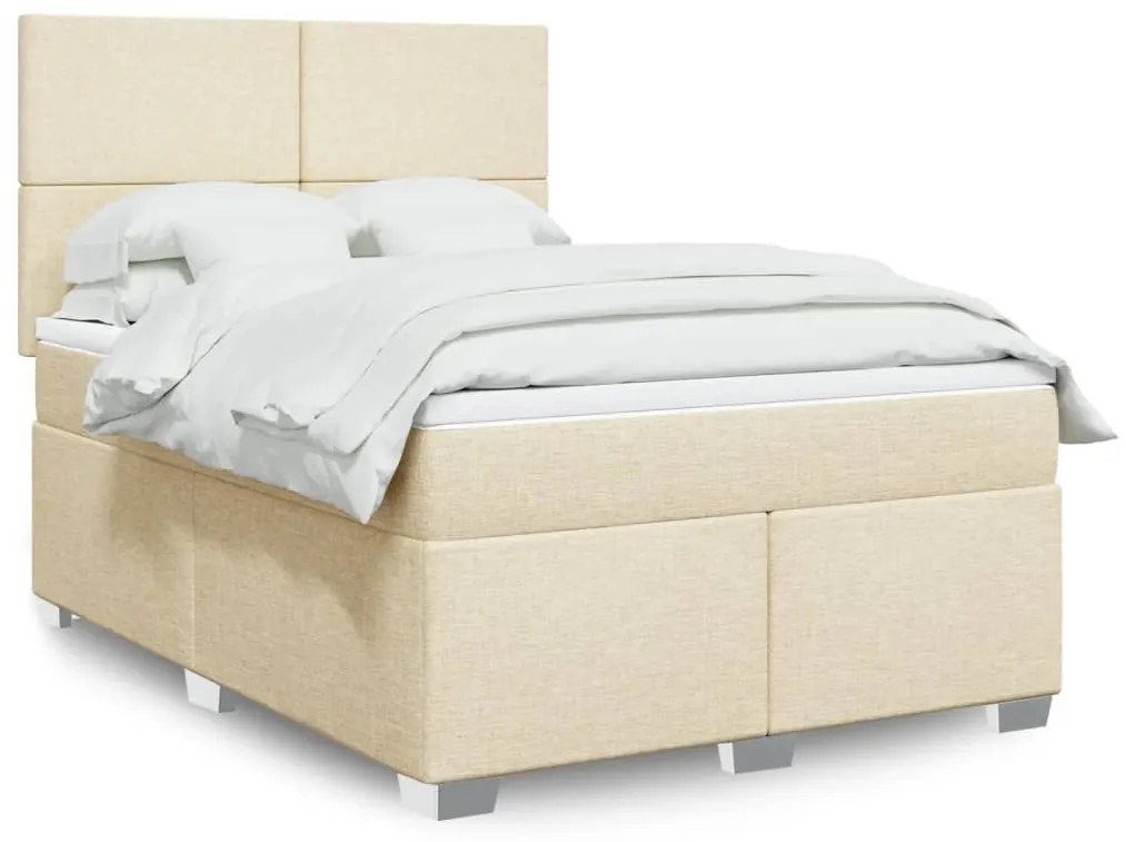 ΚΡΕΒΑΤΙ BOXSPRING ΜΕ ΣΤΡΩΜΑ ΚΡΕΜ 160X200 ΕΚ. ΥΦΑΣΜΑΤΙΝΟ 3290537