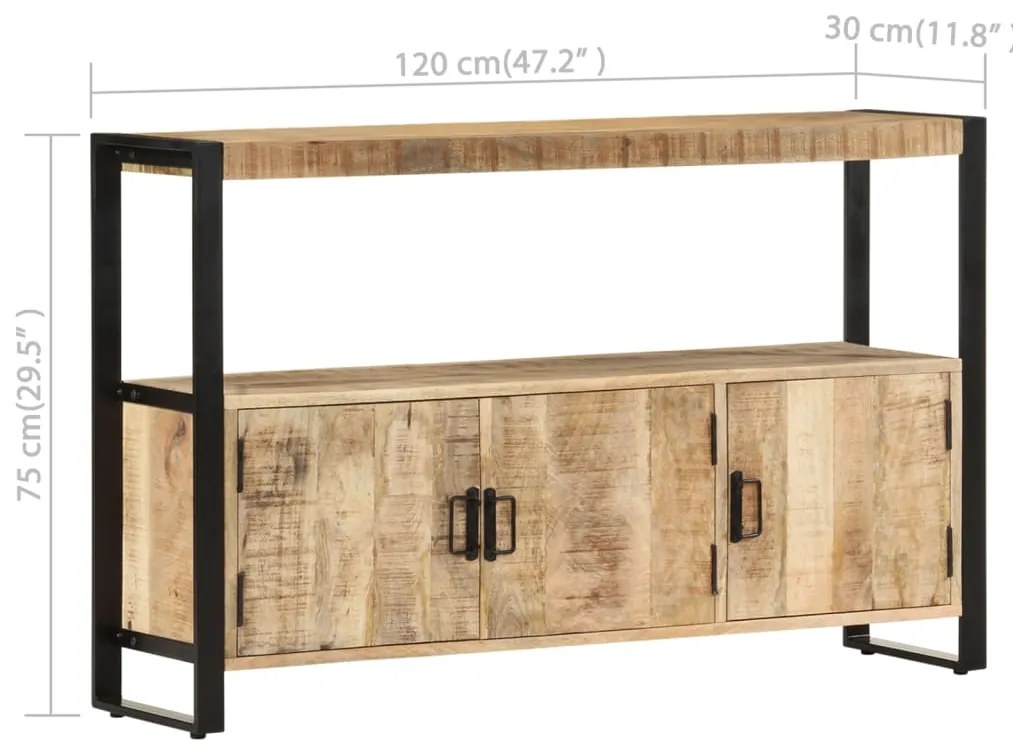 vidaXL Βοηθητικό Ντουλάπι 120 x 30 x 75 εκ. από Μασίφ Ξύλο Μάνγκο