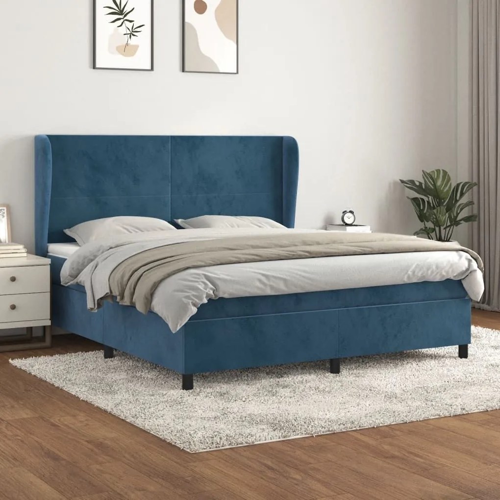 ΚΡΕΒΑΤΙ BOXSPRING ΜΕ ΣΤΡΩΜΑ ΣΚΟΥΡΟ ΜΠΛΕ 160X200 ΕΚ. ΒΕΛΟΥΔΙΝΟ 3129103