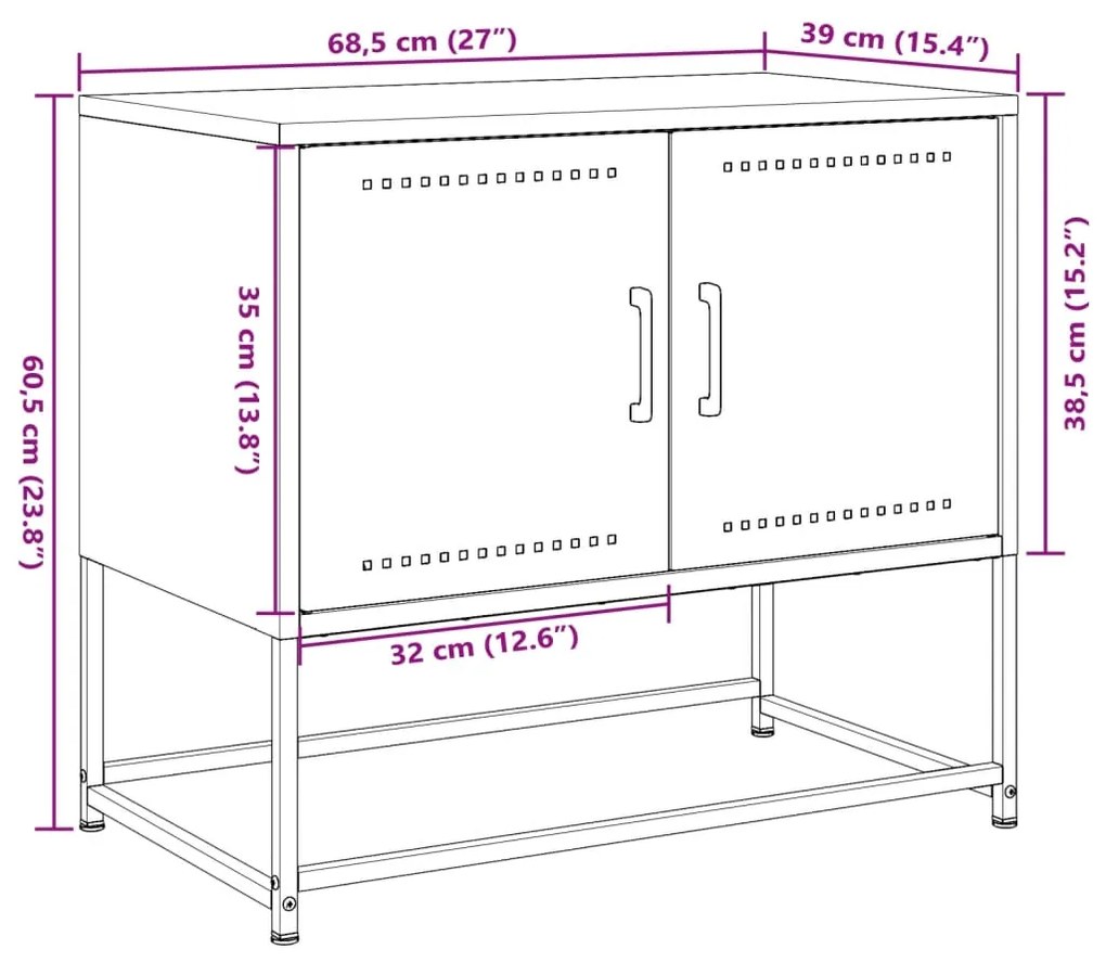 Έπιπλο Τηλεόρασης Ανθρακί 68,5x39x60,5 εκ. από Χάλυβα - Ανθρακί