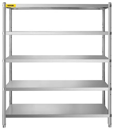 VEVOR Storage Shelf, 5-Tier Storage Shelving Unit, Stainless Steel Garage Shelf, 70.9 x 17.7 x 70.9 inch Heavy Duty Storage Shelving, 1650 Lbs Total Capacity with Adjustable Height