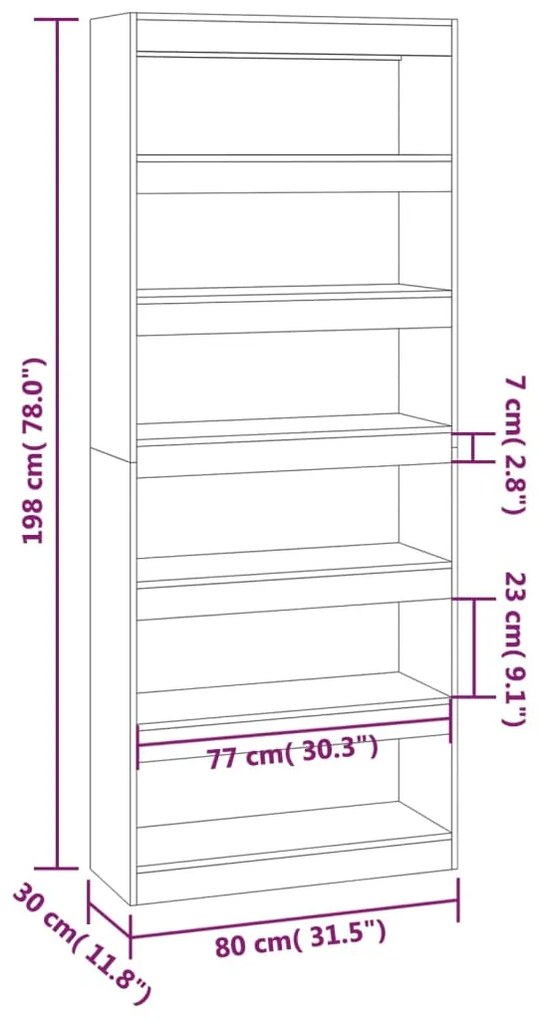 ΒΙΒΛΙΟΘΗΚΗ/ΔΙΑΧΩΡ. ΧΩΡΟΥ ΚΑΠΝΙΣΤΗ ΔΡΥΣ 80X30X198 ΕΚ ΜΟΡΙΟΣΑΝΙΔΑ 813626