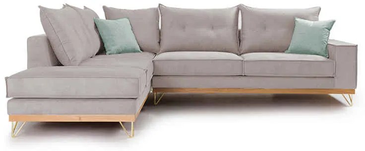 Γωνιακός καναπές δεξιά γωνία Luxury II pakoworld ύφασμα elephant-ciel 290x235x95εκ