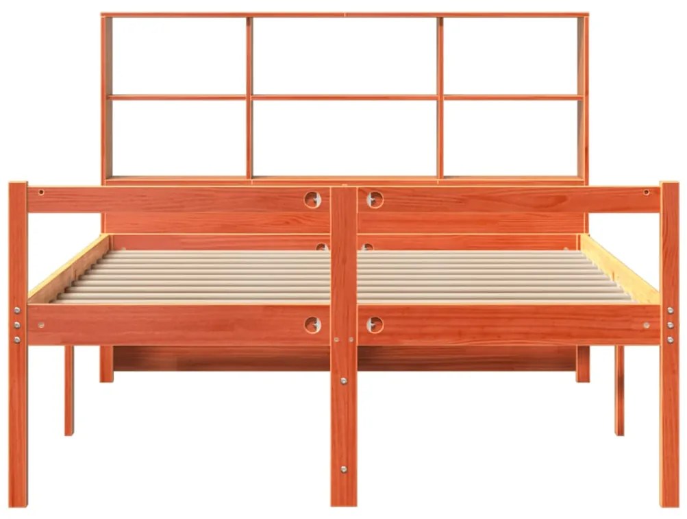 vidaXL Κρεβάτι Βιβλιοθήκη Χωρίς Στρώμα Καφέ 120x200 εκ Μασίφ Πεύκο