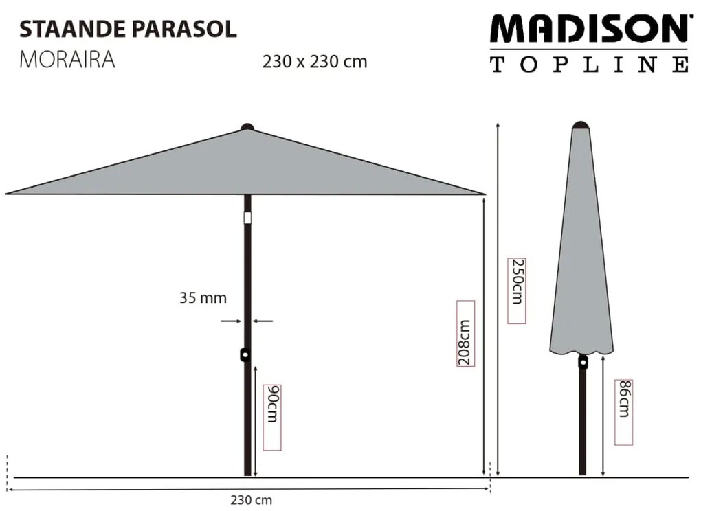 Madison Ομπρέλα Κήπου Moraira Εκρού 230 x 230 εκ.